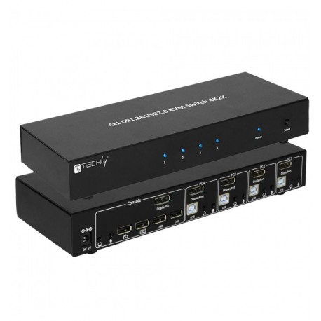 Switch KVM DisplayPort 1.2 e USB 2.0 4 porte con hub e audio IDATA DP-KVM4