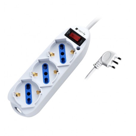 Multipresa 3 Posti Italiana Bipasso / Schuko con spina 10A IUPS-PCP-3SP10