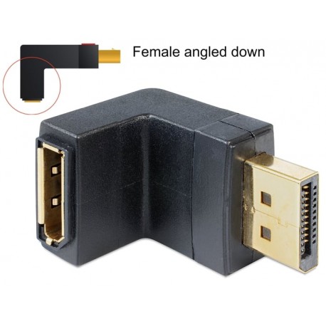 Adattatore Displayport 1.1 maschio a DisplayPort femmina angolato verso il basso IADAP DP-DPF90