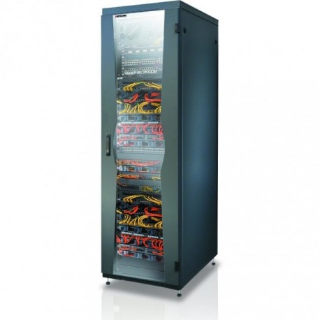Armadio NetRack 19'' 600x1000 42 Unità Nero Porta Grigliata da Assemblare I-CASE FP-4210BKXG