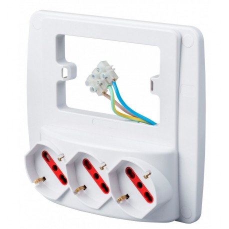 Multipresa da Parete 3 Posti Schuko Bianco IUPS-PCP-3ESWH