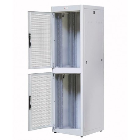Armadio ETSI 21'' a 2 Sezioni 47 unità prof. 600 Porte Grigliate Grigio I-CASE ETSI-47602SGG