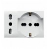 WHITEK S44 Presa Schuko Presa Italiana 2P+T 10/16A 250V 3 Moduli Bianco Opaco