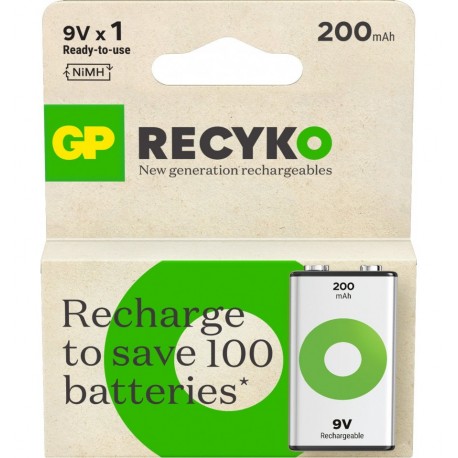 Blister 1 Batteria Ricaricabile 9V 200 mAh GP ReCyko IC-GP201251