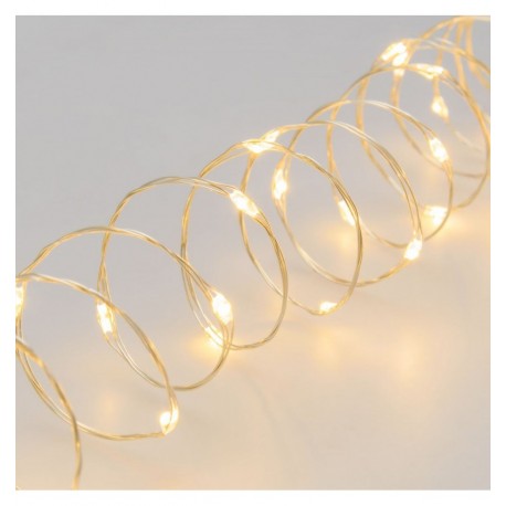2x Barra Luminosa Filo d’argento a 20 Micro LED con Timer IP20 A++ I-LED-CHAIN20WIRE