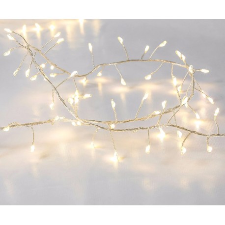 Stringa di 50 Luci LED a Grappolo di Filo d'argento Bianco Caldo IP44 I-LED-CHAIN50STRI