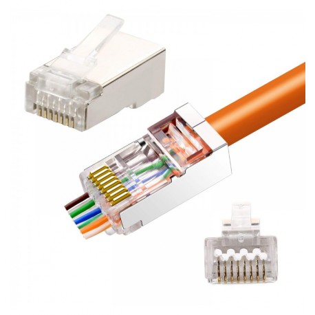 Confezione 100 Plug modulari RJ45 Passanti Cat6 STP IWP-CAT6ST