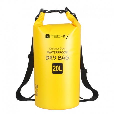 Sacca Impermeabile 20L Dry Bag con Tracolla Regolabile Giallo ICA-NB5 WP1020Y