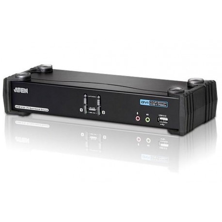Switch KVM USB DVI Dual Link a 2 porte con audio e hub USB