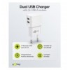 Caricatore da Muro 2 porte USB-A Slim Design 12W Bianco IPW-USB-224W