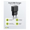 Caricatore da Muro 2 porte USB-A Slim Design 12W Nero IPW-USB-224B