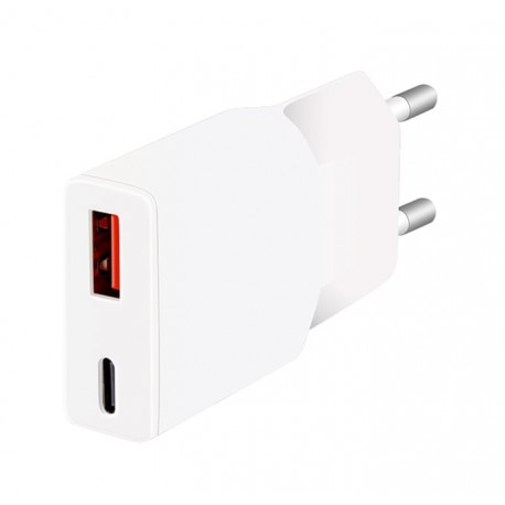 Caricatore Alimentatore GaN USB-C™ (PD) + USB-A (QC) da Muro 30W Bianco IPW-USB-30WACL