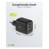 Nano Caricatore Alimentatore GaN 2xUSB-C™ (PD) + USB-A (QC) da Muro 65W Nero