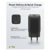 Nano Caricatore Alimentatore GaN 2xUSB-C™ (PD) + USB-A (QC) da Muro 65W Nero