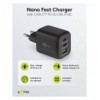 Nano Caricatore Alimentatore GaN 2xUSB-C™ (PD) + USB-A (QC) da Muro 65W Nero