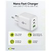 Nano Caricatore Alimentatore GaN 2xUSB-C™ (PD) + USB-A (QC) da Muro 65W Bianco