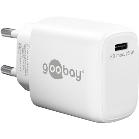 Caricatore Alimentatore GaN USB-C™ PD da Muro 25W Bianco IPW-USB-G25WH