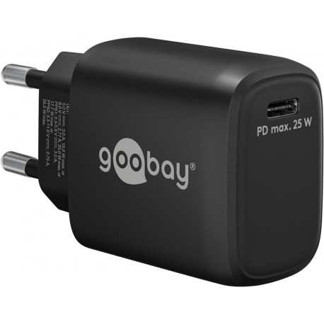 Caricatore Alimentatore GaN USB-C™ PD da Muro 25W Nero IPW-USB-G25BK