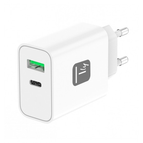 Caricatore Alimentatore GaN USB-C™ 30W e USB-A QC3.0 da Muro IPW-USB-30WACG