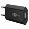 Caricatore USB 1A 5W Compatto Spina Europea Nero IPW-USB-1AVB