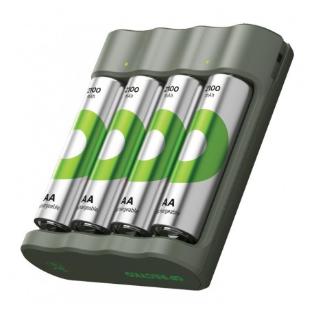 Caricabatterie per AA e AAA con 4 Batterie AA NiMH da 2100 mAh Incluse IC-GP202261