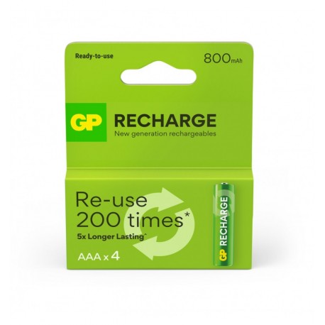 Blister 4 Batterie Ricaricabili AAA Mini Stilo 800 mAh GP ReCyko IC-GP201259