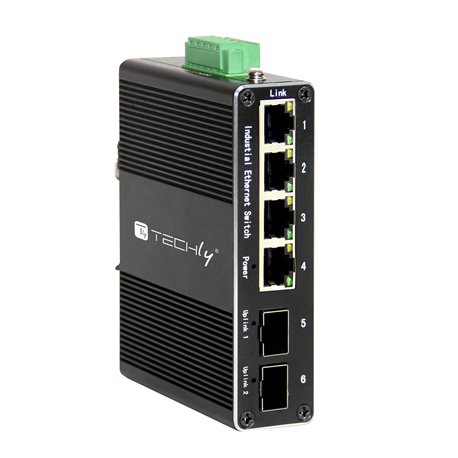 Convertitore Ethernet Industriale Gigabit 4 porte RJ45 a 2 porte SFP Non Gestito I-SWHUB 1042G