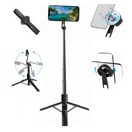 Treppiede Magnetico Estensibile con Telecomando Wireless Selfie Stick per Smartphone I-SMART-SELFIE-MAG