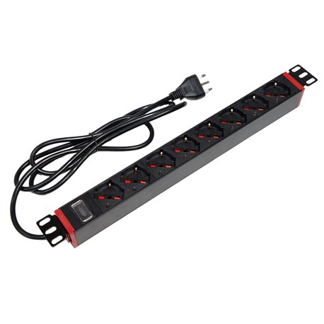 Multipresa 8 Posti da Rack 19'' con Staffa Ruotabile 360° Spina Italiana I-CASE STRIP-81U36