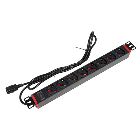 Multipresa 8 Posti da Rack 19'' con Staffa Ruotabile 360° VDE 10A I-CASE STRIP-81V36