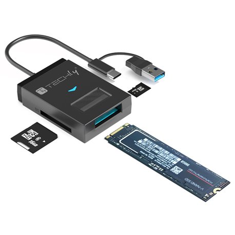 Adattatore USB-A/USB-C™ a NVME/SATA M.2 con Lettore Memorie SD/TF IADAP USB32-SSDTF