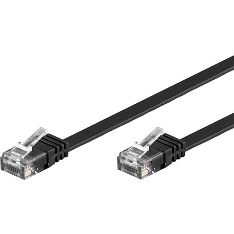 Cavo di rete Patch piatto in Rame Cat. 6 Nero UTP 2m ICOC U6EB-FL-020BK
