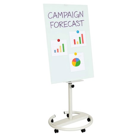 Lavagna Magnetica in Vetro Bianco Flipchart Portablocco con Ruote 120x80cm ICA-WH 12080W