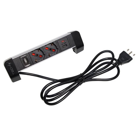 Multipresa da Tavolo 2 prese Italiane Bipasso 1 USB-C™ e 1 USB-A I-CASE STRIP-DK2UAC