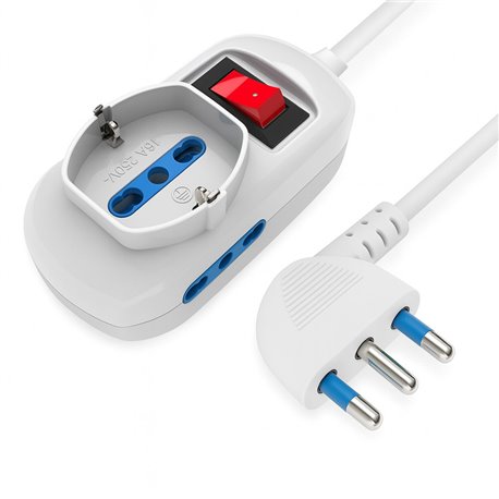 Presa Multipla a 2 Posti 10/16A Bipasso e 1 10/16A Bipasso Schuko con Interruttore IUPS-PCP-2I1SA