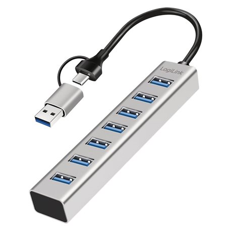 Hub USB 3.2 7 porte USB-A Alluminio Silver IUSB32AC-HUB7-A