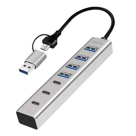 Hub USB 3.2 4 porte USB-A e 3 porte USB-C™ Alluminio Silver IUSB32AC-HUB7-4A3C