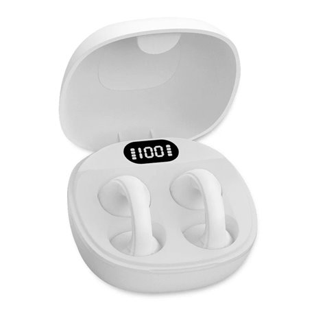 Cuffie Auricolari Wireless Aperte OWS con Custodia Smart Touch Screen LCD Bianco ICFT-264757