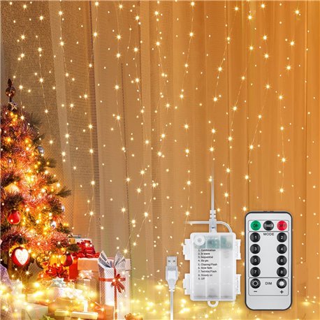 Tenda Natalizia Luminosa 300 LED Alimentazione USB e Telecomando I-LED-CHAIN300USB