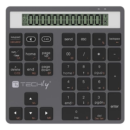 Tastierino Numerico BT V5.0 Wireless 2in1 con Calcolatrice Grigio Scuro IDATA KB-1005CAL