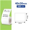 200 Etichette di Ricambio in Carta Termica Formato 40x30 mm