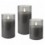 Set di 3 Candele a LED in Vera Cera in Vetro con Timer Grigio
