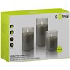 Set di 3 Candele a LED in Vera Cera in Vetro con Timer Grigio