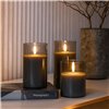 Set di 3 Candele a LED in Vera Cera in Vetro con Timer Grigio