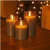 Set di 3 Candele a LED in Vera Cera in Vetro con Timer Grigio