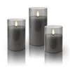 Set di 3 Candele a LED in Vera Cera in Vetro con Timer Grigio