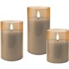 Set di 3 Candele a LED in Vera Cera in Vetro con Timer Oro I-LED-CANDLES3GT