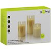 Set di 3 Candele a LED in Vera Cera in Vetro con Timer Oro