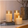 Set di 3 Candele a LED in Vera Cera in Vetro con Timer Oro
