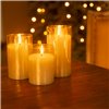 Set di 3 Candele a LED in Vera Cera in Vetro con Timer Oro